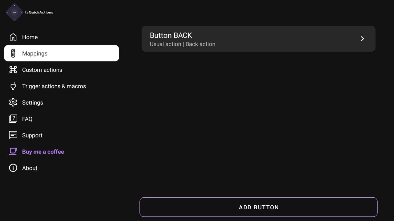 Mappings screen with one existing mapping and the Add Button option at the bottom
